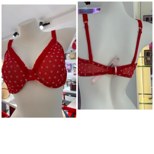 Soutien rouge motif à cœur