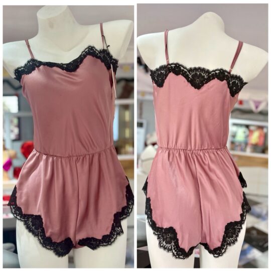 Satin lace-trim